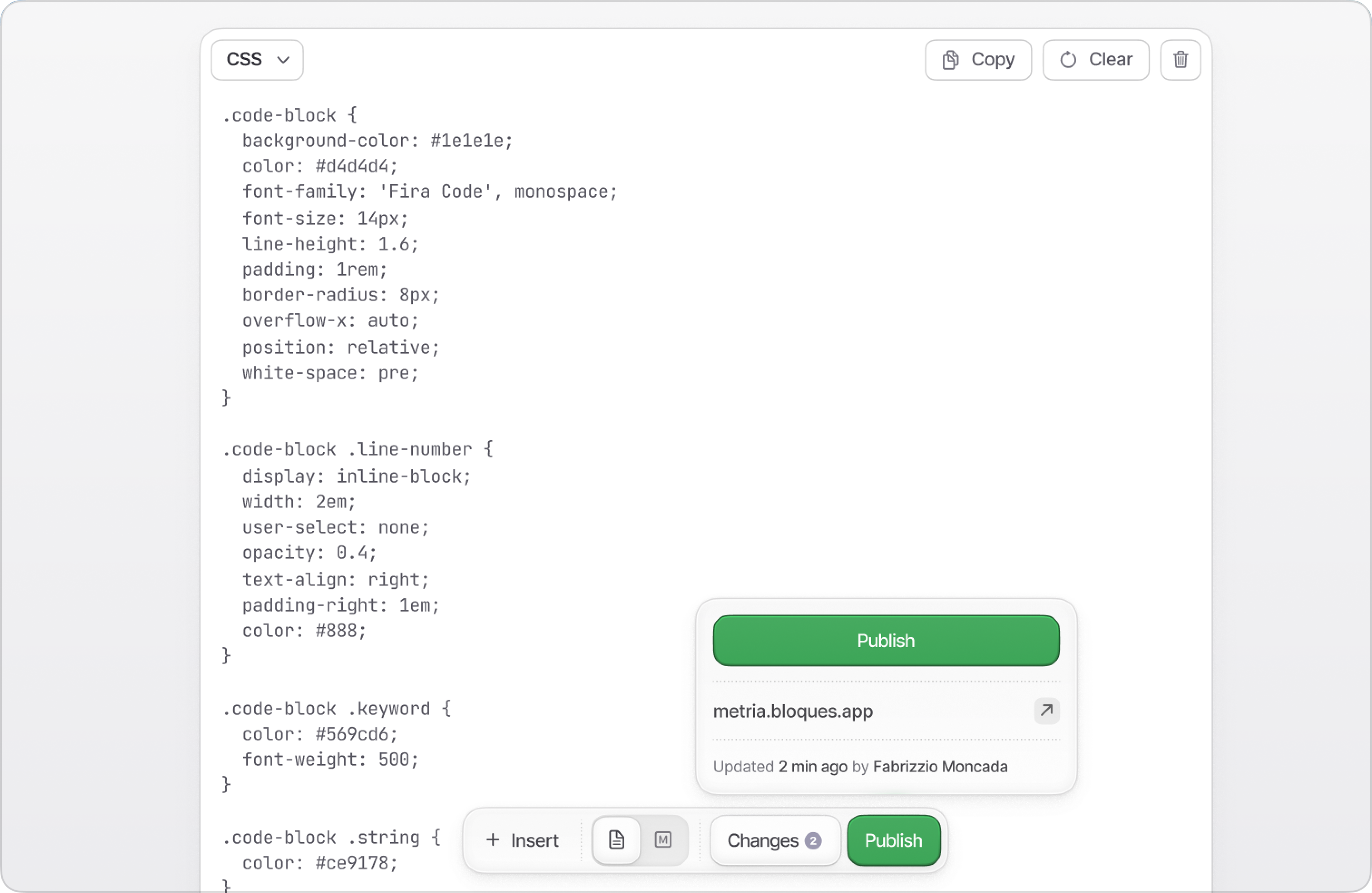 Bloques deployment panel showing automatic builds and preview environments