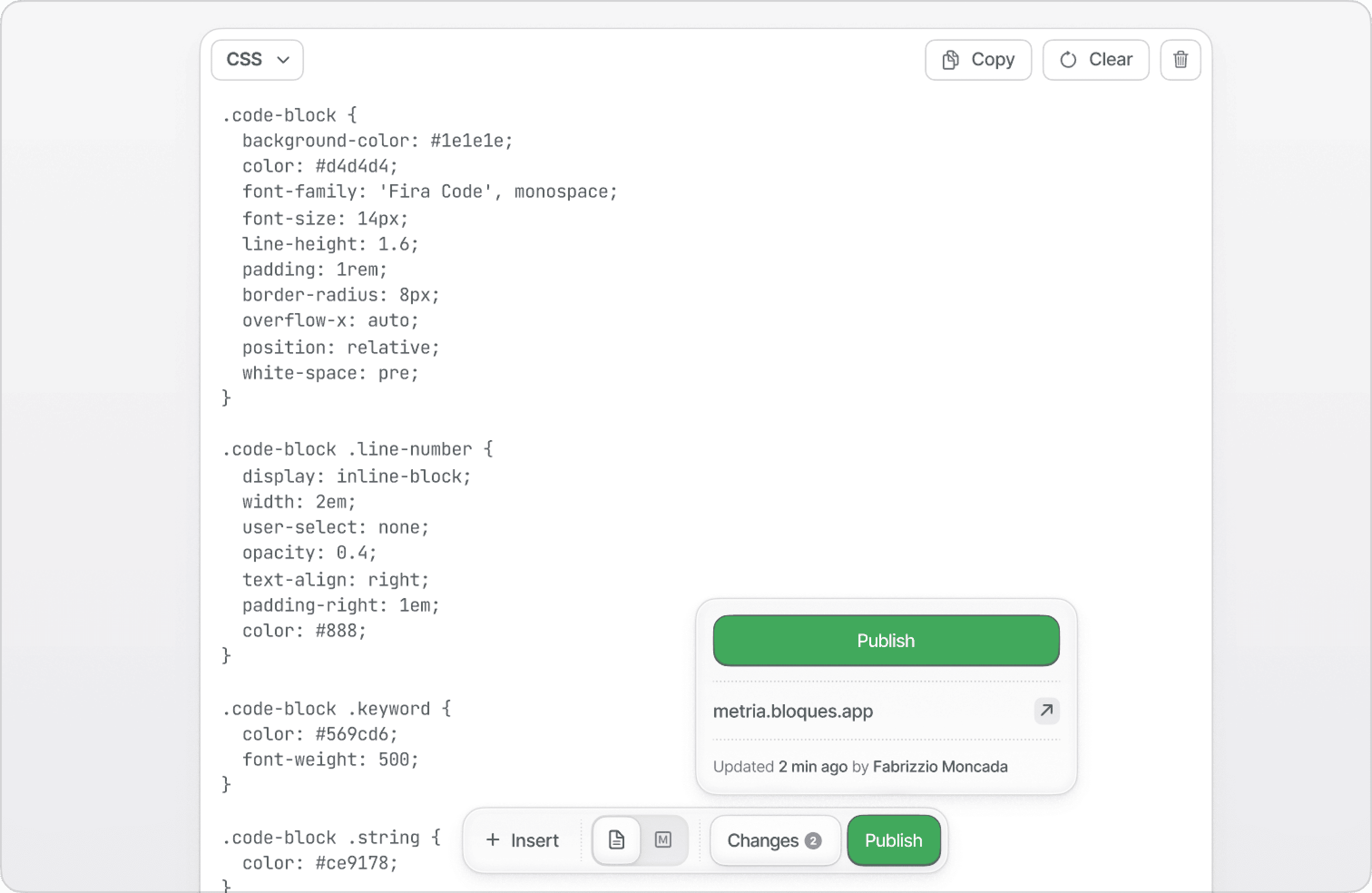 Bloques deployment panel showing automatic builds and preview environments